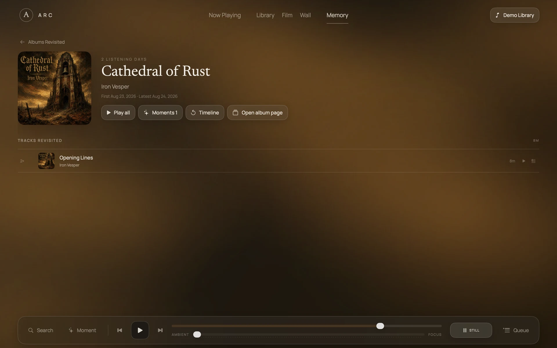 ARC return history for Cathedral of Rust