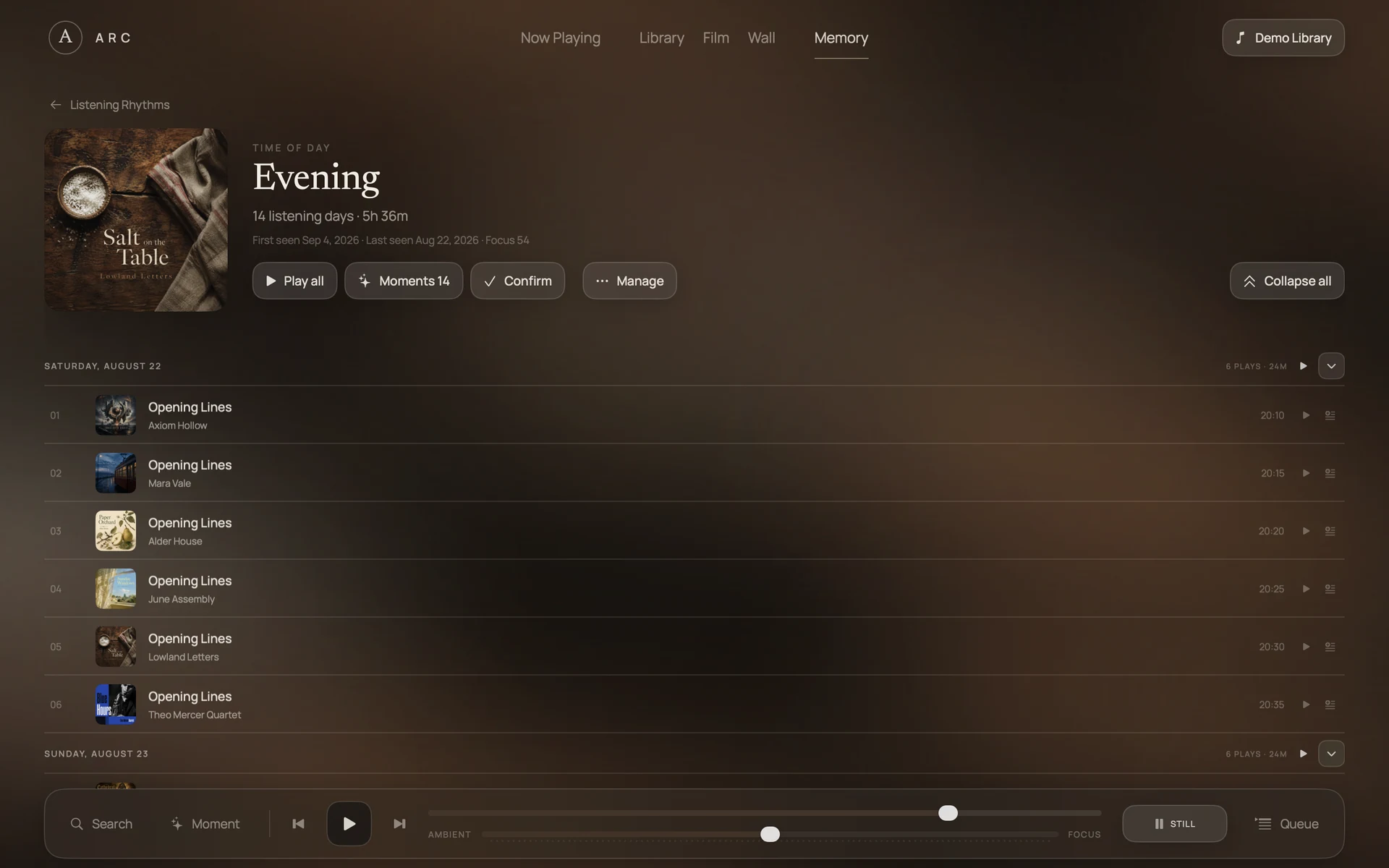 ARC Evening listening rhythm and its evidence